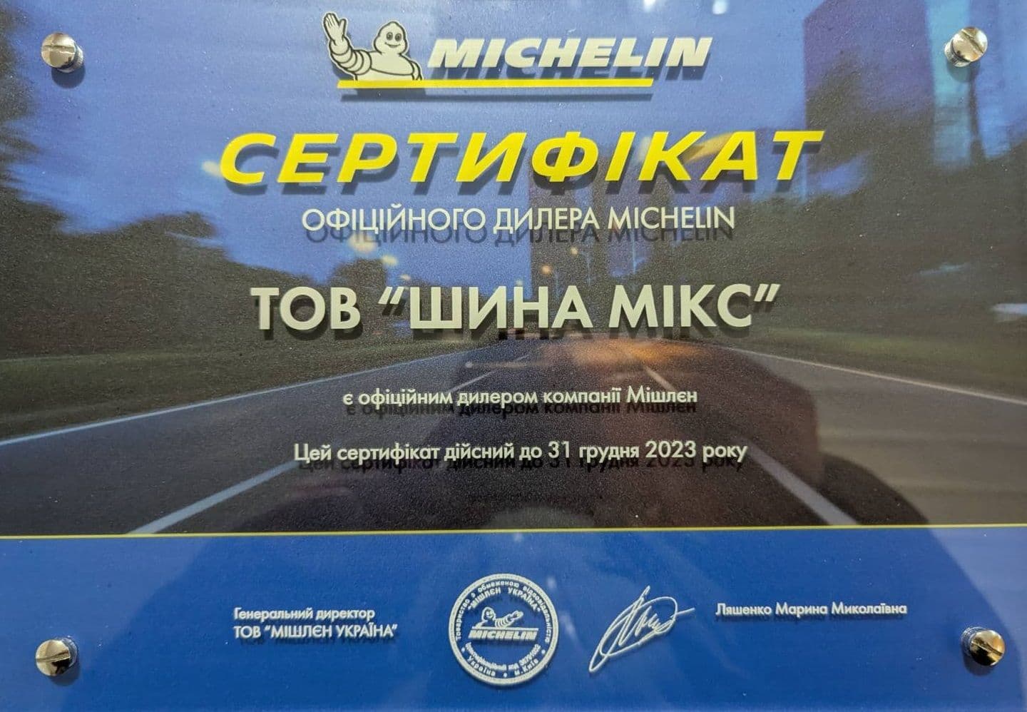 Сертифікат Mishelin - Шина Мікс - 2023